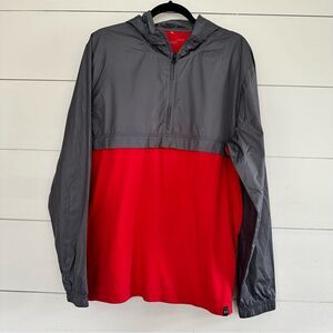 Under Armour UM1250 Men’s Large Red Gray 1/4 Zip Windbreaker Jacket